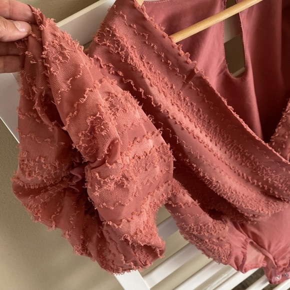 Lulu's Pink Textured Bodysuit - Picture 7 of 14